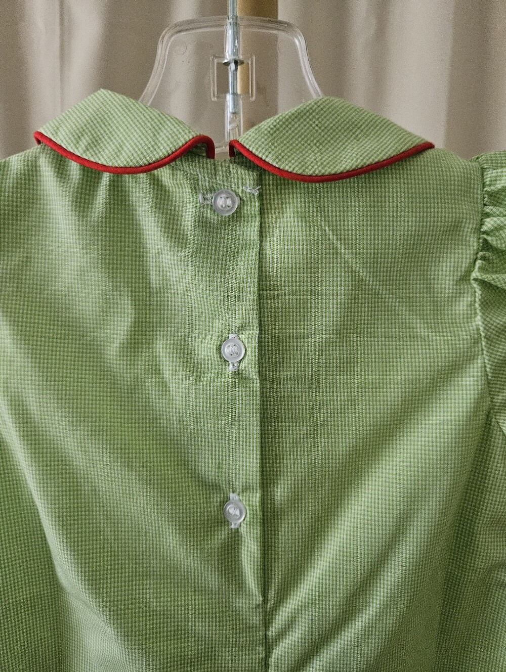 Baby Blessings Green & White Microcheck Smocked Christmas Tree Bubble | Size 6M - Picture 5 of 6